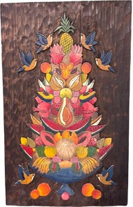 MB - Vintage Folk Art Hand-Carved Wooden Relief