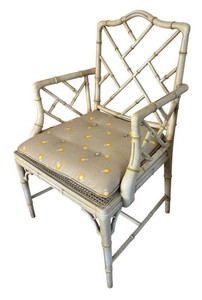 BR1 - Vintage Chinese Chippendale Style Faux Bamboo Armchair
