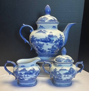 LR - Bombay Blue Willow Porcelain CoffeeTea Set
