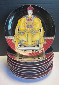 LR - Set of 10 Fitz and Floyd Ming Dynasty Plates