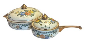 LR - Two Asta Enamelware Pots Old Amsterdam