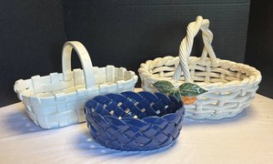 LR - Trio of Decorative Porcelain Baskets