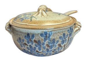 LR - Vintage Stoneware Soup Tureen With Ladle