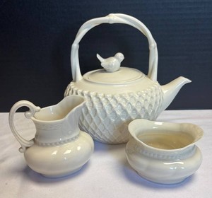 K - Vintage Teapot, Creamer Pitcher & Sugar Bowl by Lenox & Paris Royal