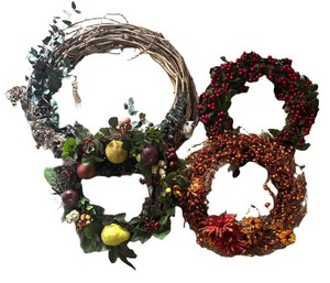 BR1 - Four Decorative Wreaths - Berry, Eucalyptus, Fruit & Autumn Floral