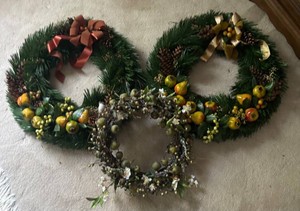 BR1 - Three Decorative Wreaths - Faux Fruit, Pinecone & Berry Trio