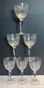 LR - Vintage Etched Stemware - 6 Included