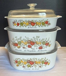 LR - Trio of Vintage Corning Ware Spice of Life Casserole Dishes