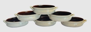 K - Set of Six Crate & Barrel Stoneware Casserole Dishes