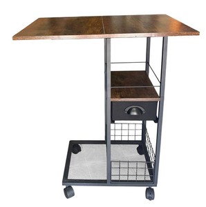 LR - Rolling Desk Cart - Petite Wood Top Writing Desk