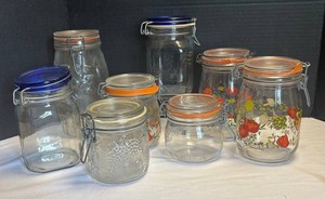 K - Set of Eight Glass Canisters