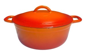 LR - Vintage Descoware Enamel Cast Iron Covered Pot
