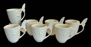 DR - Set of Seven Godinger Porcelain Butterfly Mugs