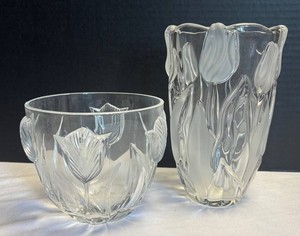 DR - Two Crystal Tulip Vases by Mikasa & Cristal De France