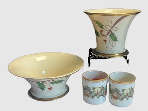 LR - Vintage Bowl & Candle Holders by Holiday Nouveau and Fitz & Floyd