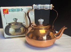 DR - Vintage Metro Ceramic Handle Nickel Lined Copper Kettle