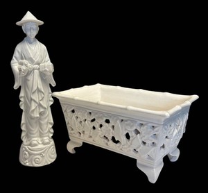 DR - Vintage Lenwile Ardalt Porcelain Planter & Asian Figurine
