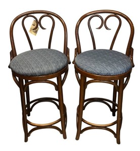 K - Set of Two Vintage Chatham County Furniture Bentwood Bar Stools