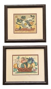 LR - Two Folk Art Fruit Still Life Prints