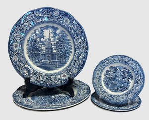 DR - Set of Six Liberty Blue Blue Transferware Plates