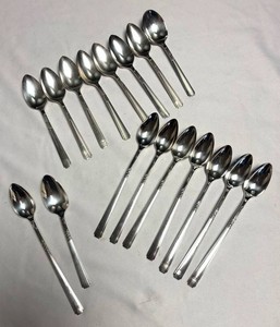 K - Vintage Rogers Flatware - 8 Parfait Spoons & 8 Teaspoons