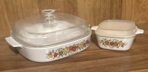 LL - Two Vintage CorningWare Spice of Life Casserole Dishes