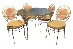 LL - Vintage Glass-Top Table with 4 Chairs