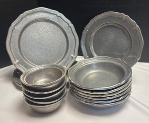 DR - Vintage Pewter Dinnerware Set