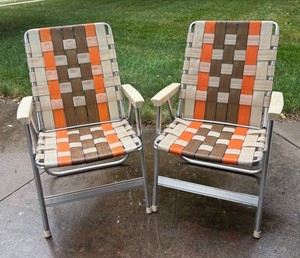 G - Pair of Woven Aluminum Outdoor Chairs