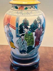 LR - Porcelain Table Lamp 32 H Figural Scenic Base