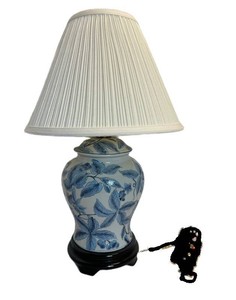 LR - Table Lamp Blue Floral Ceramic Ginger Jar Style