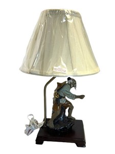 LR - Vintage Table Lamp - Shiwan Mudman Fisherman Figurine 19 H
