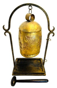 LR - Decorative Brass Gong Stand With Striker - 19 H