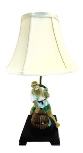 LR - Figural Table Lamp - Asian-Inspired Man Holding Fish