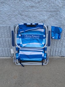 TOMMY BAHAMA BACKPACK BEACH CHAIR BLUE STRIPED