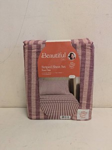 NEW BEAUTIFUL HOME STRIPED SHEET SET FULL ROSE PINK