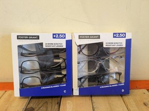 (2) NEW FOSTER GRANT 2.50 READING GLASSES 3PK