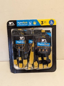 NEW WELLS LAMONT HYDRA HYDE LEATHER WORK GLOVES LARGE 3PK
