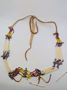 Vintage Quill and Bead Choker Necklace, needs repair on bottom strand