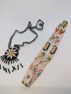 Vintage Southwestern glass seed bead necklaces (2)