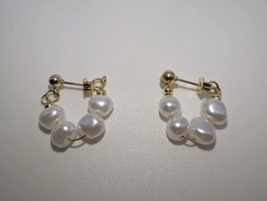 Gold Plated Sterling Silver 925 Freshwater Pearl Ringlet Hoop Earrings