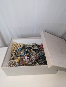 Jimmy Choo Shoe Box filled with Modern and Vintage Jewelry, 7.4lbs