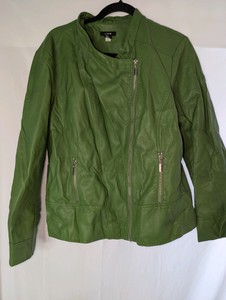 Olive green Alfani faux leather moto jacket- Size XXL