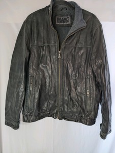 Vintage black leather full-zip jacket by Andrew Marc- MediumLarge