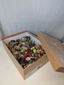 Christian Louboutin Shoe Box filled with Vintage and Modern Earrings, 6.1lbs
