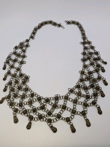 Vintage chainmail lattice bib necklace