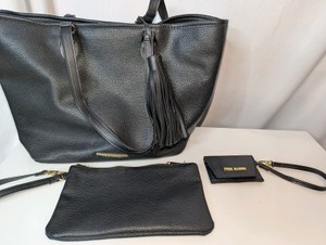 Steve Madden black pebbled faux leather large tote bag, Clutch and Card Case Wallet