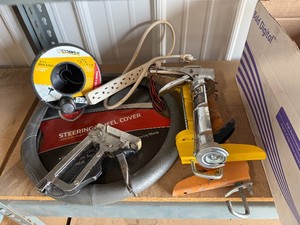 Caulking Guns, Wheel Cover, Drum Auger & More