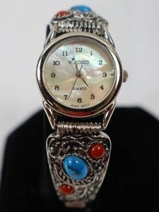 Winsor Quartz Fashion Watch - Southwestern Style, Turquoise & Coral