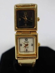 Xanadu Double-Face Black & White Gold-Tone Quartz Fashion Watch